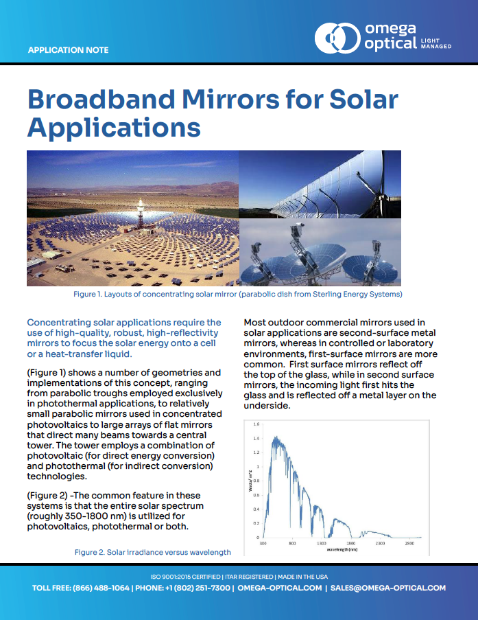 mirrors for solar applications